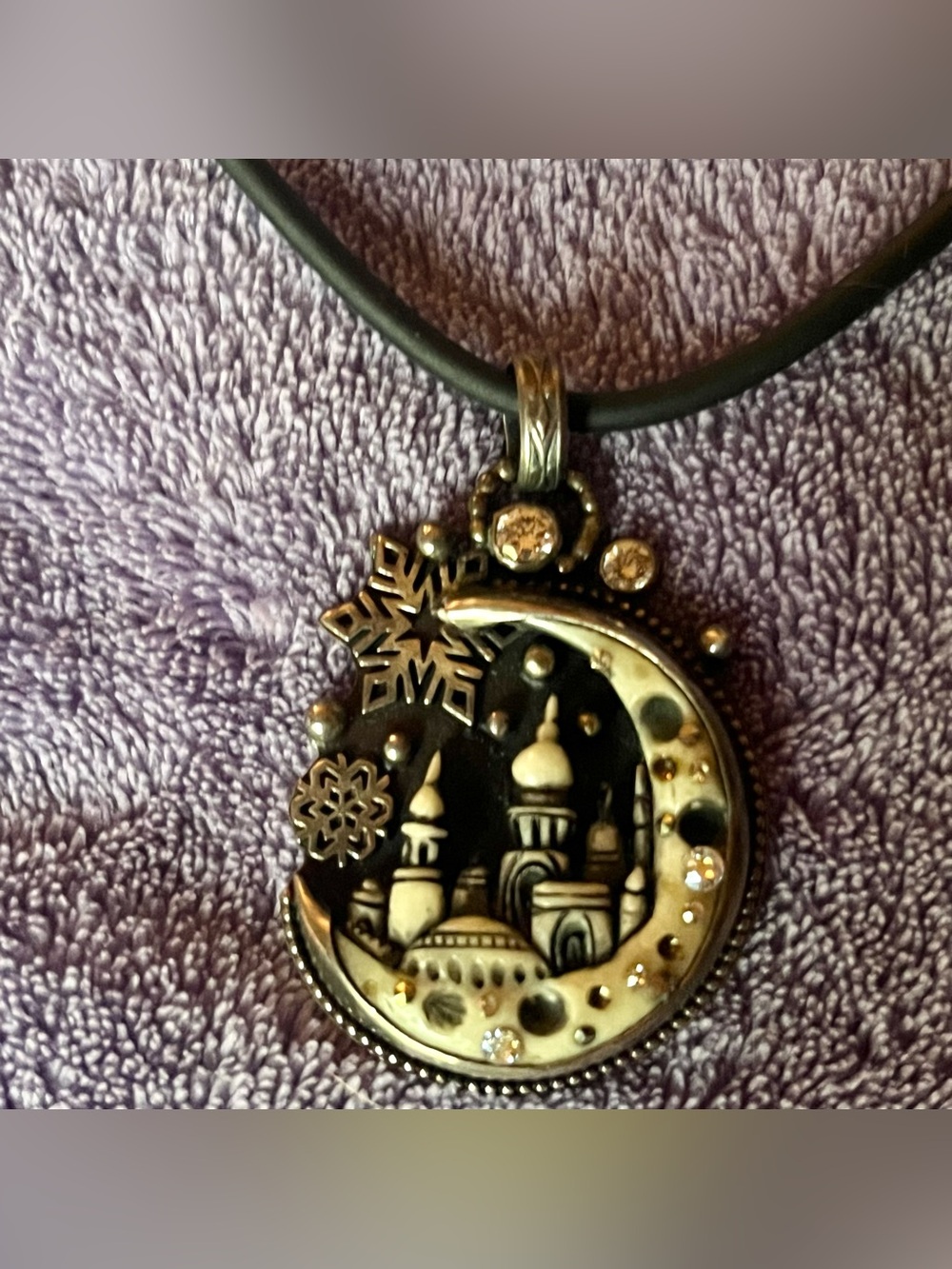 Bellalili sterling silver snowflake winter moon castle rhinestone necklace